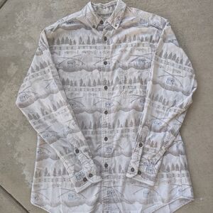 Woolrich Beige and Brown Cabin Patterned Long Sleeve Shirt
